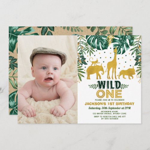 Jungle 1st Birthday Wild One Safari Animals Party Invitation