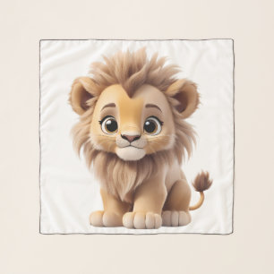 Jungle Adorable Lion Cub Sitting Portrait Scarf