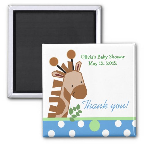 Jungle Adventure Giraffe Blue Favor Magnet