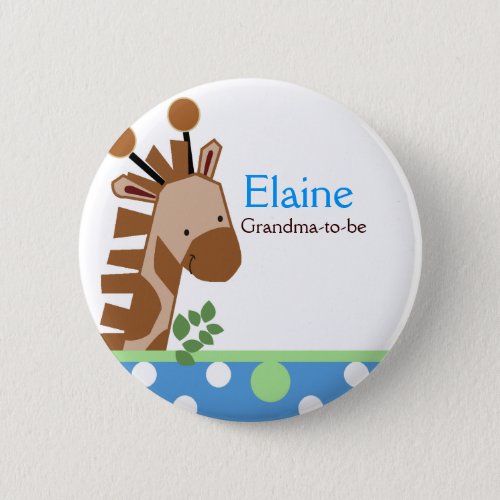 Jungle Adventure Giraffe NAME TAG Custom Button