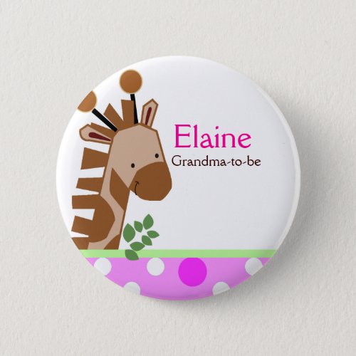 Jungle Adventure Giraffe NAME TAG Custom Button