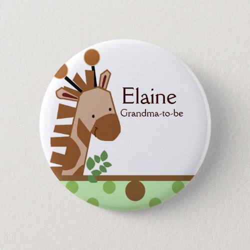 Jungle Adventure Giraffe NAME TAG Custom Button