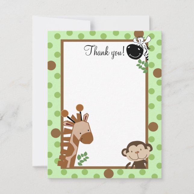 JUNGLE ADVENTURE (Green) 4x5 Flat Thank you note Card (Front)