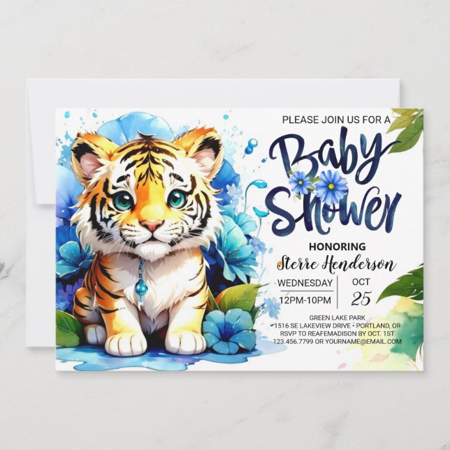 Jungle Adventure Tiger Baby Shower Invitation (Front)