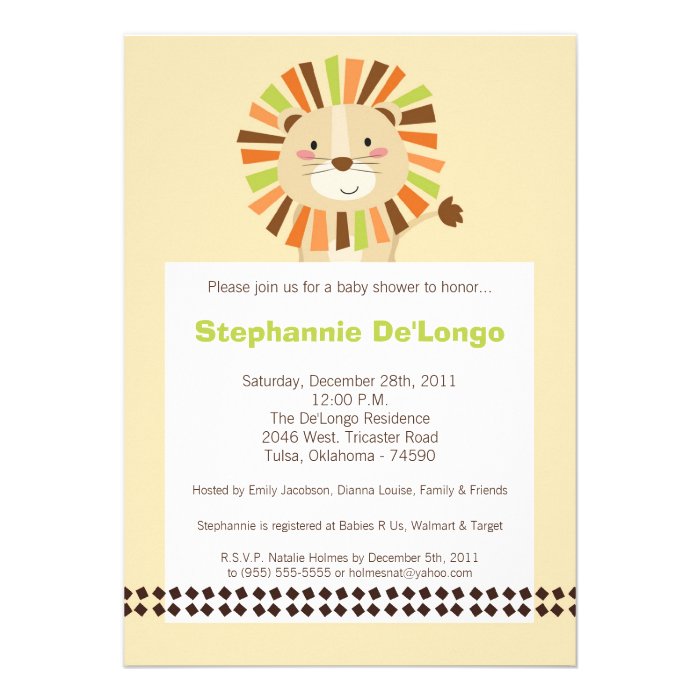 Jungle Adventure Zoo Animal Baby Shower Invitation