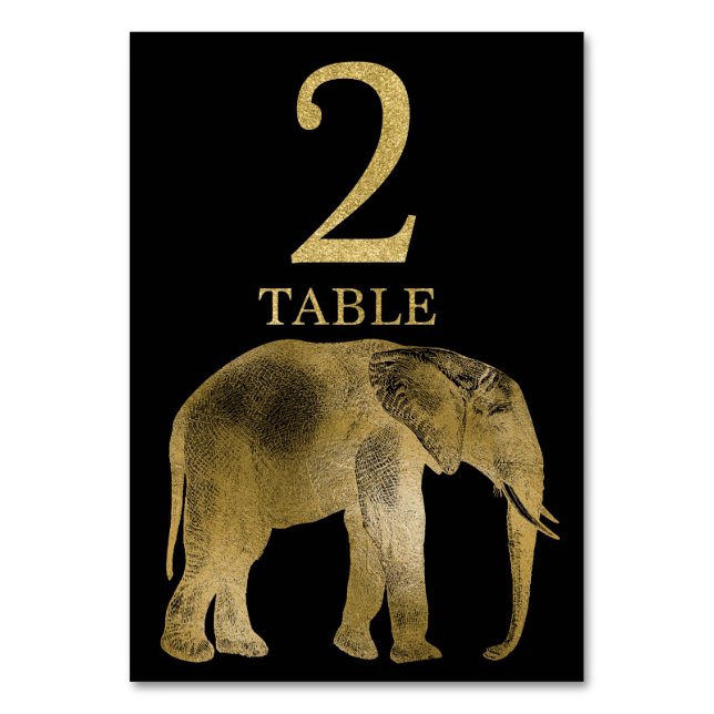 Jungle African Animal Elephant Table Number Card 2 (Front)