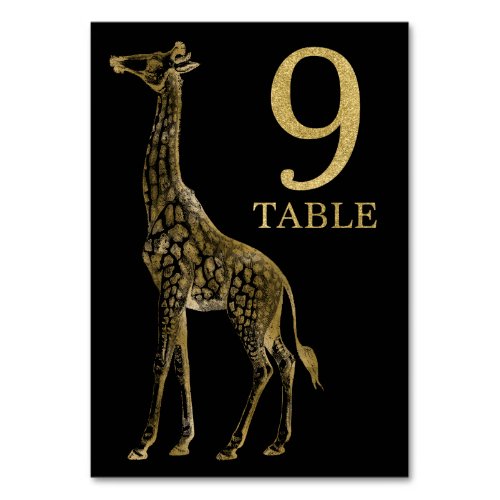 Jungle African Animal Giraffe Table Number Card 9