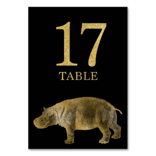 Jungle African Animal Hippo Table Number Card 17