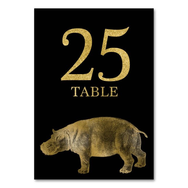 Jungle African Animal Hippo Table Number Card 25 (Front)