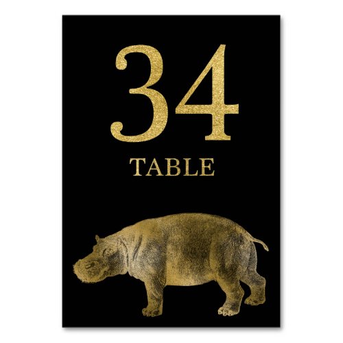 Jungle African Animal Hippo Table Number Card 34