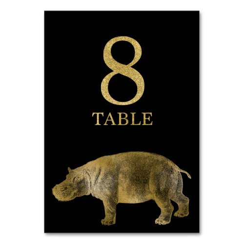 Jungle African Animal Hippo Table Number Card 8