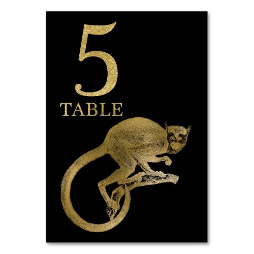 Jungle African Animal Monkey Table Number Card 5