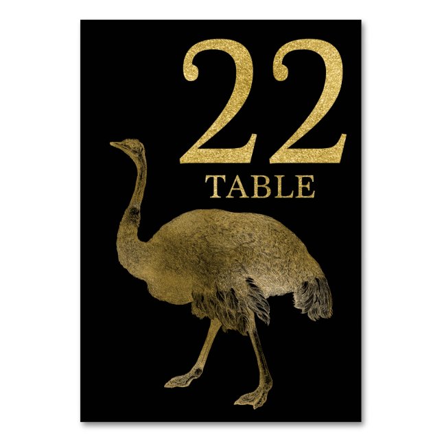 Jungle African Animal Ostrich Table Number Card 22 (Front)