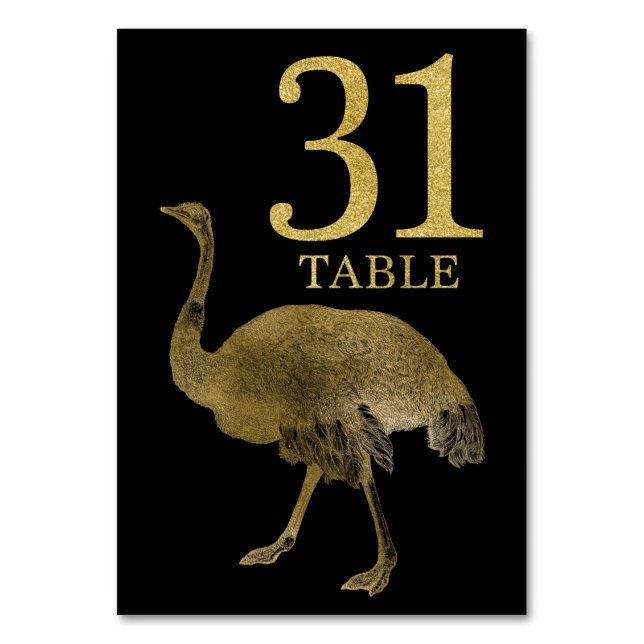Jungle African Animal Ostrich Table Number Card 31 (Front)