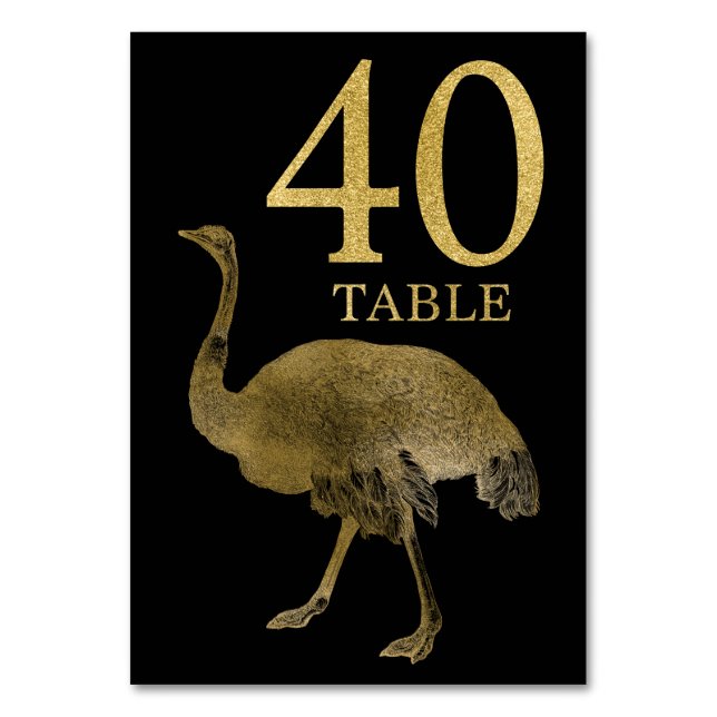 Jungle African Animal Ostrich Table Number Card 40 (Front)