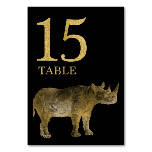 Jungle African Animal Rhino Table Number Card 15