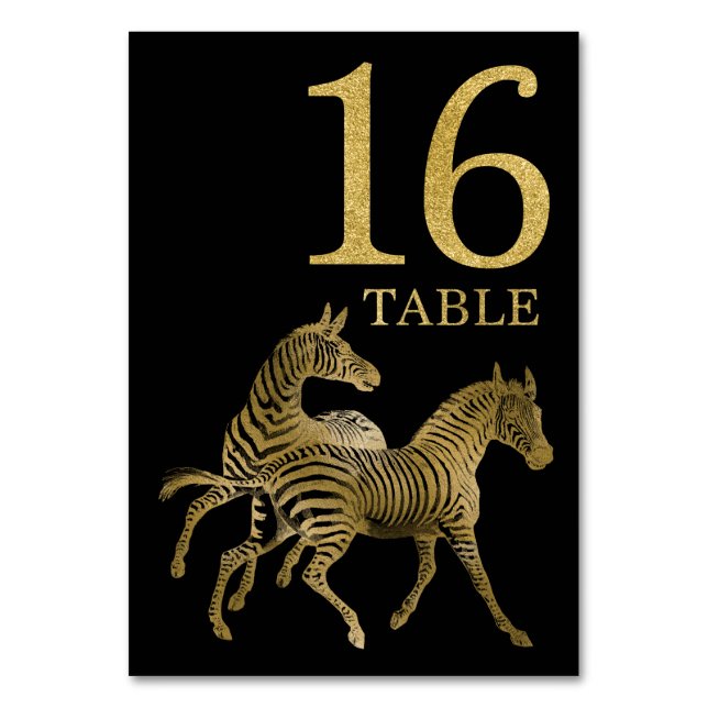 Jungle African Animal Zebra Table Number Card 16 (Front)