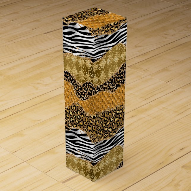 Jungle Agate | Luxe Animal Texture Pattern Wine Box (Front)