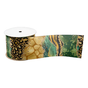 Jungle Agate   Wild Glam Texture Pattern Satin Ribbon