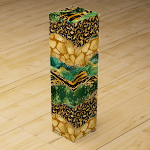 Jungle Agate Wild Glam Texture Pattern Wine Box