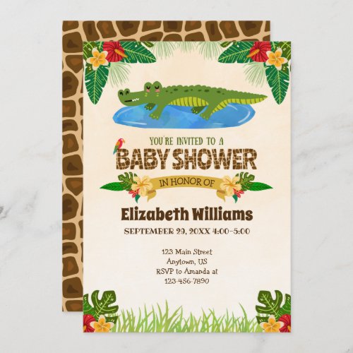 Jungle Alligator Crocodile Baby Shower Invitation