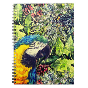 Jungle and a blue yellow macaw notebook