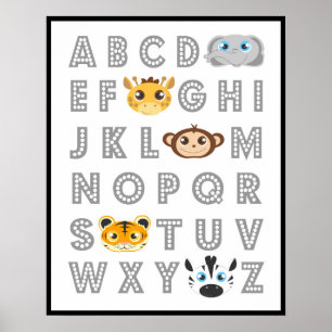 Jungle Animal Alphabet Poster