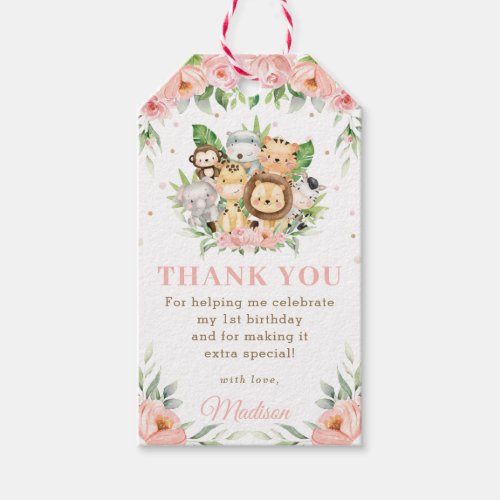 Jungle Animal Baby Shower Birthday Thank You Favor Gift Tags