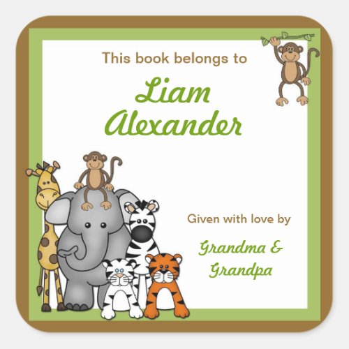 Jungle Animal Baby Shower bookplates