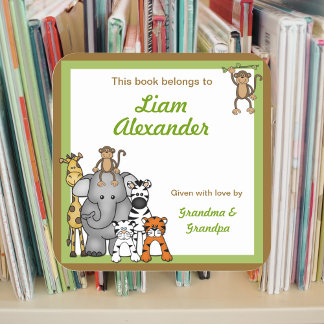 Jungle Animal Baby Shower bookplates
