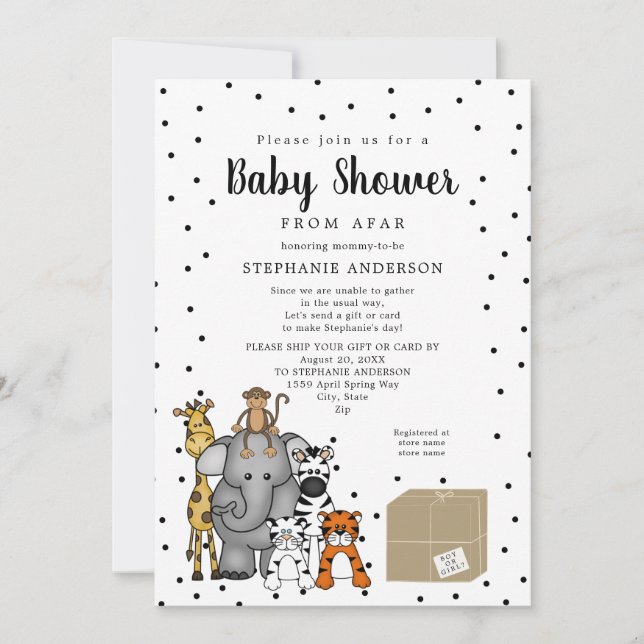 Jungle Animal Baby Shower from afar Invitation (Front)