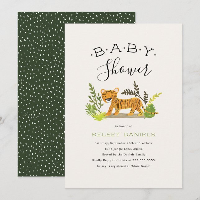 Jungle Animal Baby Shower Invitation (Front/Back)