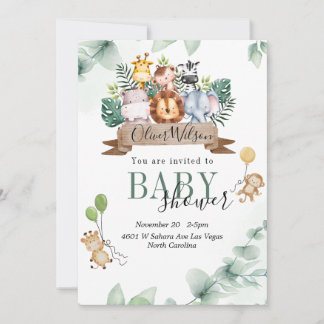 Jungle Animal Baby Shower Invitation