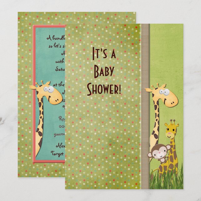 Jungle Animal Baby Shower Invitation (Front/Back)