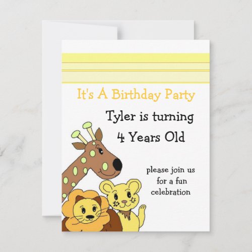 Jungle Animal Birthday Invitation