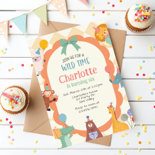 Jungle Animal Birthday Invite Cute Safari Animal