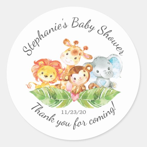 Jungle Animal Boys Baby Shower Favor Sticker
