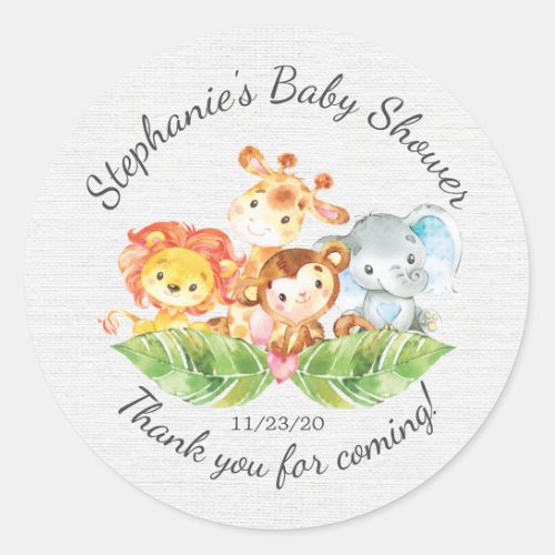Jungle Animal Boys Baby Shower Favor Sticker