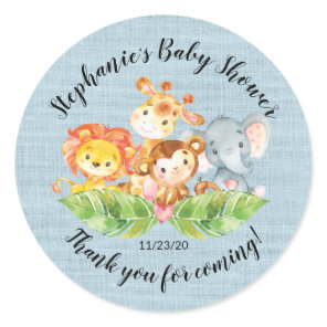 Jungle Animal Boys Baby Shower Favor Sticker