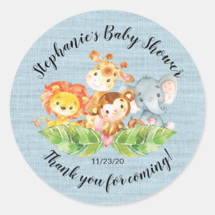 Jungle Animal Boys Baby Shower Favor Sticker