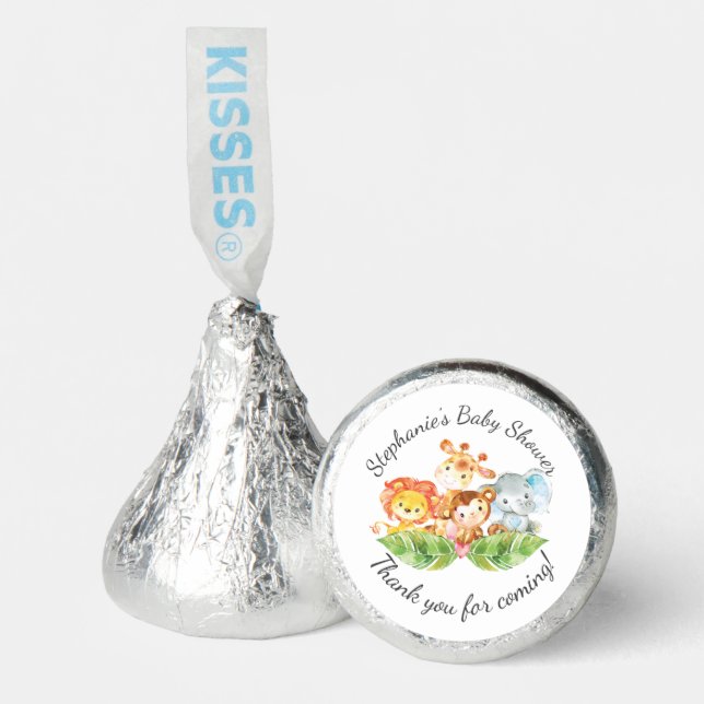 Jungle Animal Boys Baby Shower Hershey®'s Kisses® (Front)
