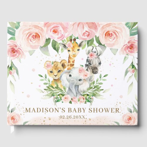 Jungle Animal Chic Blush Pink Floral Baby Shower 