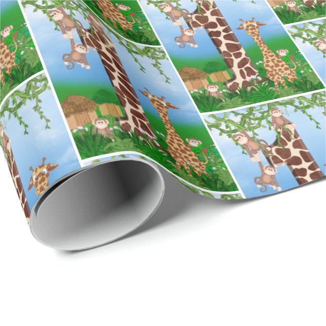 jungle animal for 1st birthday wrapping paper (Roll Corner)