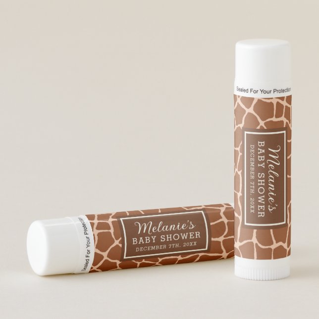 Jungle Animal Giraffe Baby Shower Lip Balm Favor (Front)