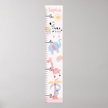 Jungle Animal Girl Growth Chart Keep At 8x44! by Personalizedbydiane at Zazzle