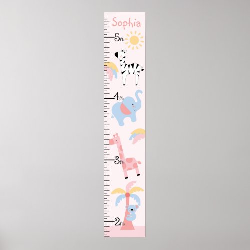 Jungle Animal Girl Growth Chart Keep at 8x44