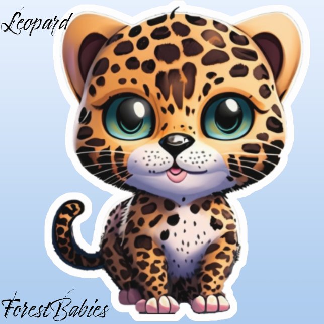 Jungle Animal Kitten Leopard Cub Kitty Cat Sticker (Leopard ForestBabies Sticker)