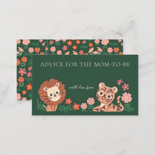 Jungle Animal Lion Tiger Baby Shower Advice Card