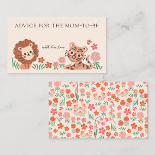 Jungle Animal Lion Tiger Baby Shower Advice Card