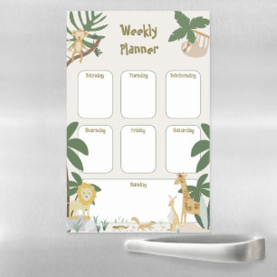 Jungle Animal Magnetic Weekly Planner Dry Erase Sheet